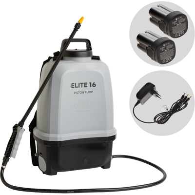 Volpi ELITE 16 PRO TECH - Pompe de pulvérisation à dos avec lance en fibre de verre à batterie - 2X 14,4 V 2 Ah - 8 bar - Publicité Volpi ELITE 16 PRO TECH - Pompe de pulvérisation à dos avec lance en fibre de verre à batterie - 2X 14,4 V 2 Ah - 8 bar - Publicité