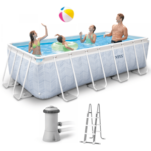 Intex Piscine hors-sol Intex Prisma Frame Chevron 26780NP + Épurateur à cartouche et Échelle