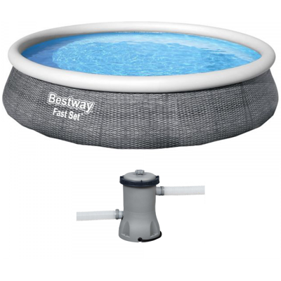 Bestway FAST Set 57376 - Ø396x84 cm - Piscine gonflable + Pompe de filtration 29 W - Publicité Bestway FAST Set 57376 - Ø396x84 cm - Piscine gonflable + Pompe de filtration 29 W - Publicité