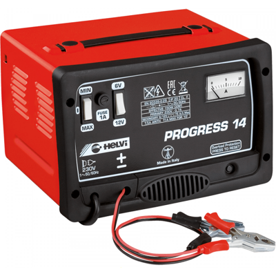Helvi Progress 14 - Chargeur de batterie - Batteries humides d'une tension de 6/12V - monophasé - Publicité Helvi Progress 14 - Chargeur de batterie - Batteries humides d'une tension de 6/12V - monophasé - Publicité