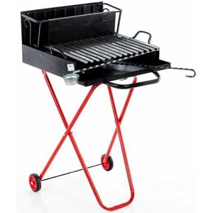 AgriEuro Premium Barbecue à bois avec grille inox 45x34 et récupérateur de jus, pliable et transportable