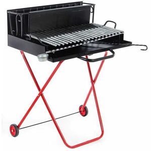 AgriEuro Premium Barbecue à bois - grille inox 64x34 avec récupérateur de jus - pliable et portatif