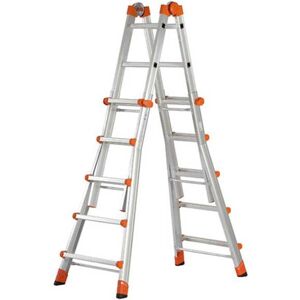 Gierre Peppina AL040DS - 2x10 marches, 5.70 m - Échelle télescopique en aluminium - Publicité Gierre Peppina AL040DS - 2x10 marches, 5.70 m - Échelle télescopique en aluminium - Publicité