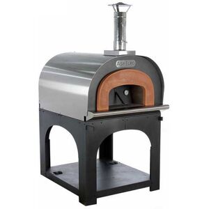 AgriEuro TOP-LINE AgriEuro Cibus Inox 800 - Four à bois pour pizza d'extérieur avec chambre de cuisson Ø 80 - Capacité de cuisson : 5 pizzas