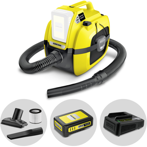 Karcher WD 1 - Aspirateur multifonction à batterie 18V 2.5Ah - solides, liquides et souffleur