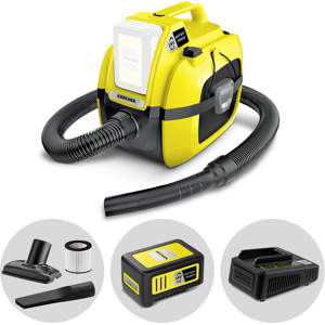 Karcher WD 1 - Aspirateur multifonction à batterie 18V 5Ah - solides, liquides et souffleur