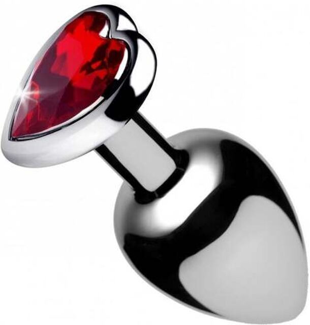 Plug Anal Bijou Coeur Rouge M Argent 2