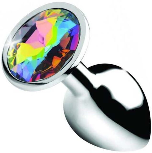 Plug Anal Métal Bijou Rainbow Prism Gem Small Argent 2