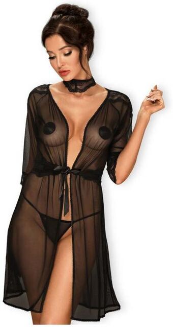 Déshabillé Transparent Lucita Noir Noir