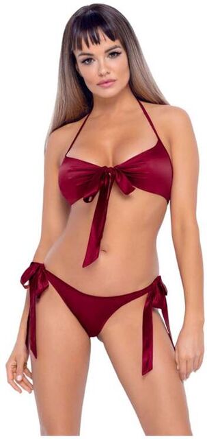 Maillot de Bain 2 Pièces Noeuds Bordeaux Bordeaux