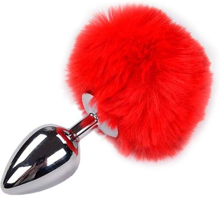 Plug anal en métal Fluffy L Rouge 2