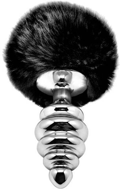 Plug anal en métal Fluffy Twist L Noir 2