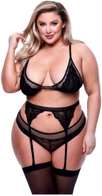 Ensemble 3 Pièces Résille & Dentelle Noire GT Noir 3