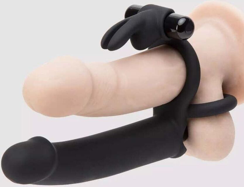 Anneau vibrant double pénétration Double Fun Rabbit Noir