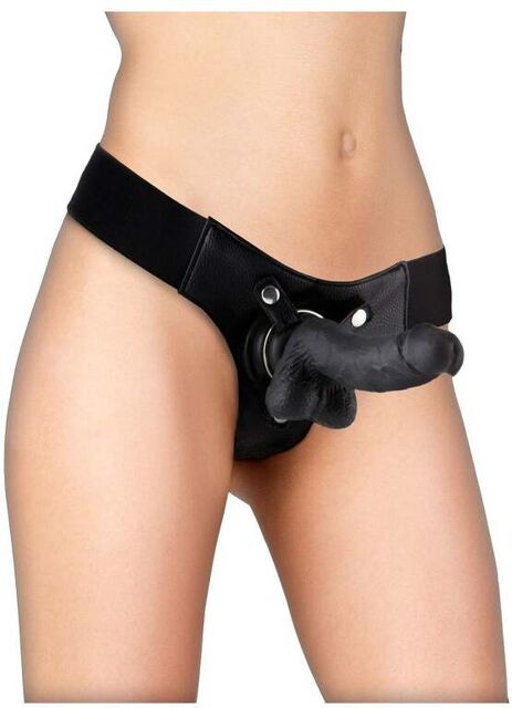 Gode Ceinture Réaliste Cuir 18 cm Noir 2