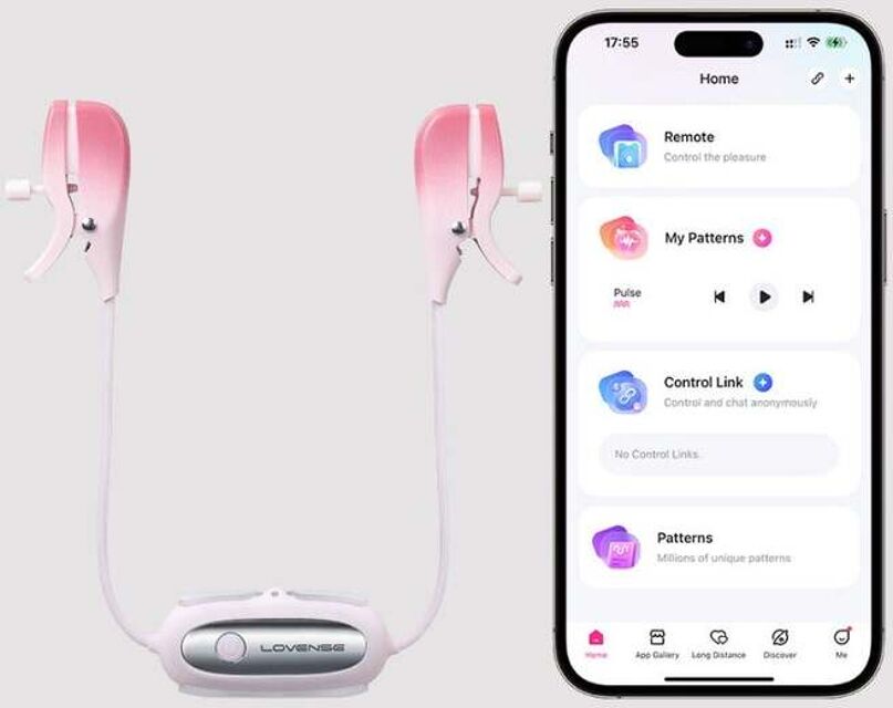 Pinces à Tétons Vibrantes Connectées Gemini Rose