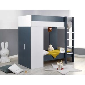 Chambrekids Lit superpose evolutif + armoire Opus Blanc & Bleu nuit