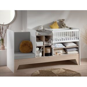 Chambrekids Lit bebe evolutif combine Blanc & bois Ecrin