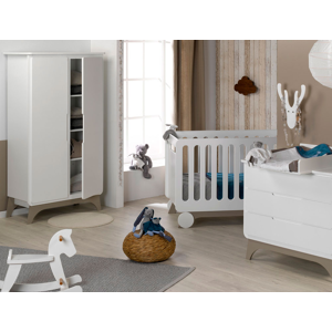 Chambrekids - SOFAMO Chambre bébé complète Bonheur Blanc & Lin