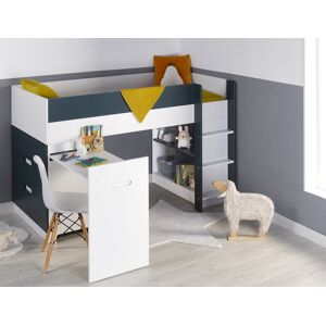 Chambrekids Lit mi-hauteur avec bureau & commode Opus Blanc & Bleu Nuit