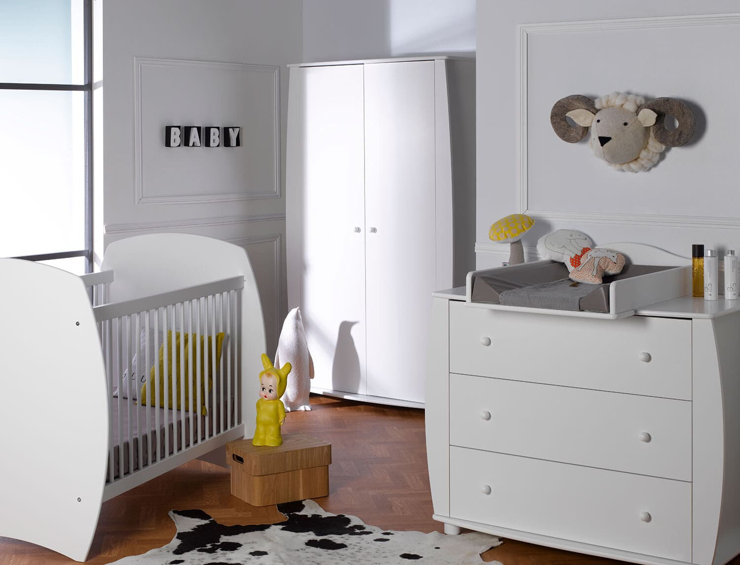 Chambrekids Chambre bébé complète lit 70x140 Médéa Blanc