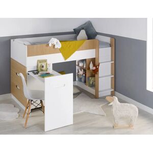 Chambrekids Lit mi-hauteur bureau & commode Opus Blanc & bois