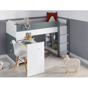 Chambrekids Lit mi-hauteur bureau & commode Opus Blanc & Vert mousse