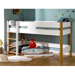 Chambrekids Lit mi-hauteur Scandi Blanc & Chêne 90x190 + Matelas