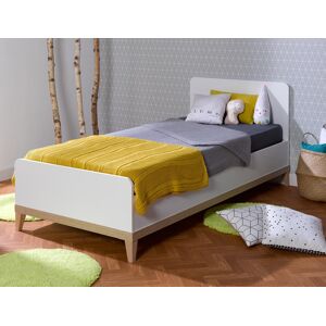 Chambrekids Lit Evidence Blanc & Hêtre 90x200 + Sommier & Matelas