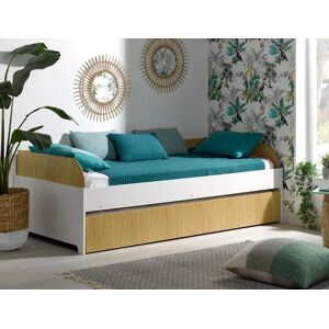 Chambrekids Lit banquette gigogne Opus Blanc & bois + 2 Matelas