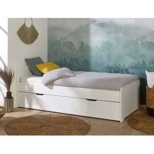 Chambrekids Lit gigogne enfant Féroé Blanc + 2 Matelas 90x190x16 cm