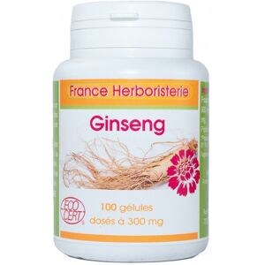 France Herboristerie GELULES GINSENG rouge panax meyer 100 gelules dosees a 300 mg.