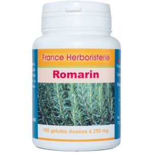 France Herboristerie GELULES ROMARIN feuille 100 gelules dosees a 220 mg poudre pure.