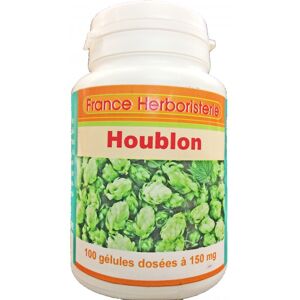 France Herboristerie GELULES HOUBLON 100 gélules dosées à 150 mg poudre pure.