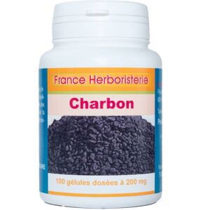 France Herboristerie GELULES CHARBON végétal 100 gélules dosées à 200 mg.