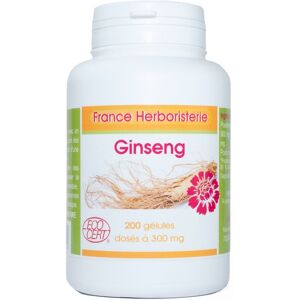 France Herboristerie GELULES GINSENG rouge panax meyer 200 gélules dosées à 300 mg.