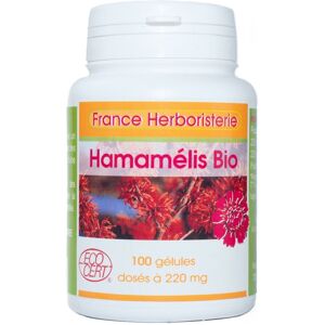 France Herboristerie GELULES HAMAMELIS BIO 100 gélules dosées à 220 mg pure.