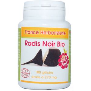 France Herboristerie GELULES RADIS NOIR BIO racine 100 gélules dosées à 270 mg poudre pure.