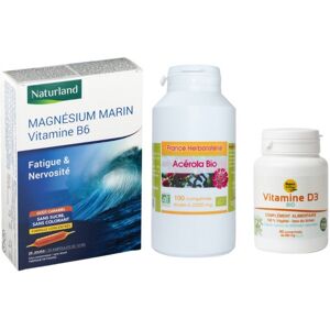 France Herboristerie Pack vitalité - Acérola BIO, Magnésium Marin et Vitamine D3