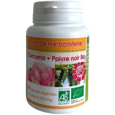 France Herboristerie GELULES CURCUMA + POIVRE NOIR BIO - dosées à 300mg. Publicité France Herboristerie GELULES CURCUMA + POIVRE NOIR BIO - dosées à 300mg. Publicité