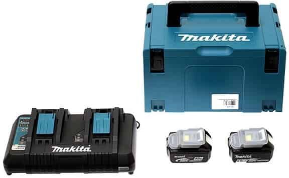 MAKITA Pack 2 batteries 18V 4Ah + chargeur DC18RD + MakPac -197504-2