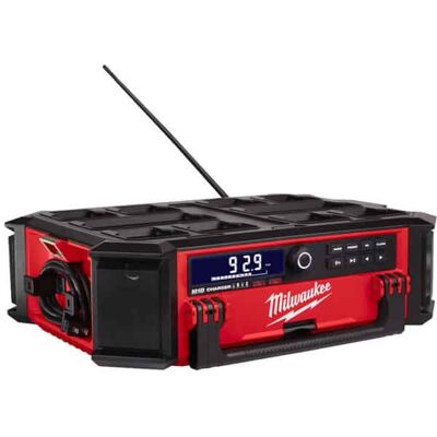 Radio Milwaukee M18PRCDAB+ Bluetooth pour chantier - Système de haut-parleurs portable robuste - Publicité Radio Milwaukee M18PRCDAB+ Bluetooth pour chantier - Système de haut-parleurs portable robuste - Publicité