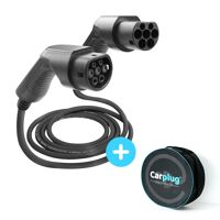 CARPLUG Câble de recharge Noir – Type 2 – Type 2 – 5m – 22kW (3 phases 32A) – T2 T2 + Housse