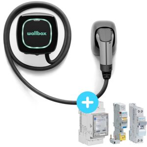 Pack Borne de recharge WALLBOX Pulsar Plus - câble attaché 7m Type 2 - 1,4 à 7,4kW - monophasé - Bluetooth - Wifi - Publicité Pack Borne de recharge WALLBOX Pulsar Plus - câble attaché 7m Type 2 - 1,4 à 7,4kW - monophasé - Bluetooth - Wifi - Publicité