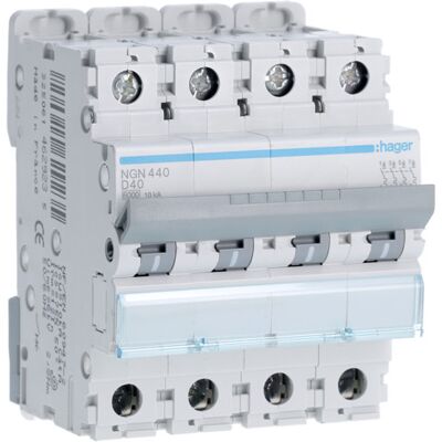 HAGER - NGN440 - 40A - 4P - Disjoncteur - Publicité HAGER - NGN440 - 40A - 4P - Disjoncteur - Publicité