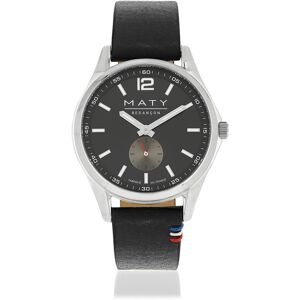 Montre homme acier bracelet cuir noir- MATY