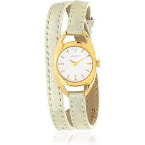 Montre femme dorÃ©e bracelet cuir dorÃ© mÃ©tallisÃ© double tour- MATY