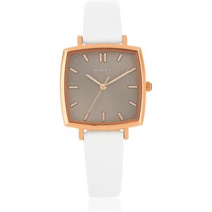 MATY OUTLET -Montre dorÃ©e rose cuir blanc