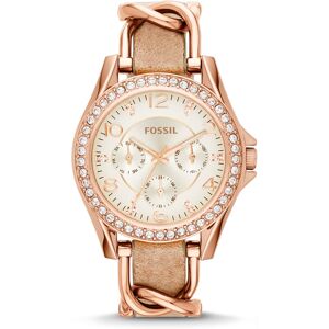 Montre Fossil femme acier dorÃ© rose bracelet cuir- MATY