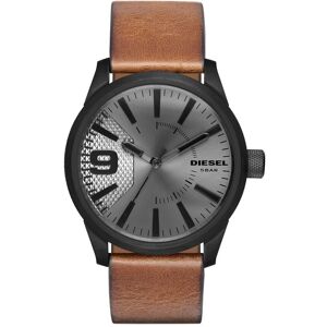 Montre Diesel homme acier noir cuir marron- MATY